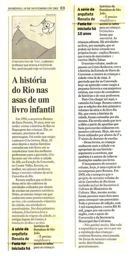 Recorte de jornal: "A história do Rio nas asas de um livro infantil".