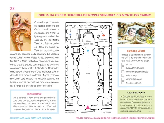 Página do caderno: Igreja da Ordem Terceira de Nossa Senhora do Monte do Carmo.